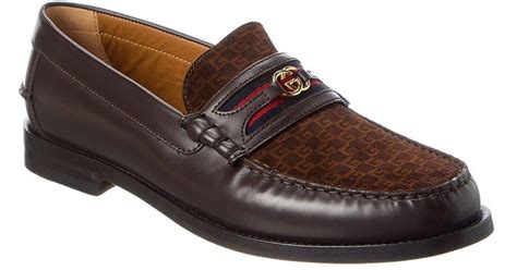 gucci men's loafer with interlocking g|Gucci suede loafers for men.